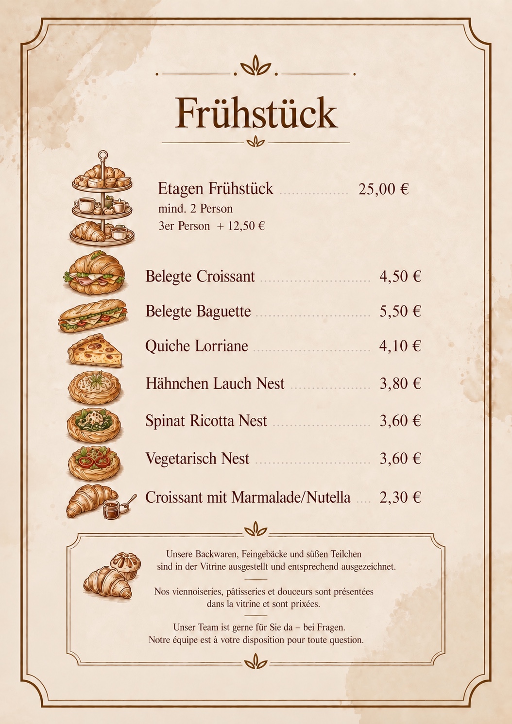 Frühstückskarte Café La France